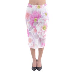 Cute Pink Flower Pattern  Midi Pencil Skirt by Brittlevirginclothing