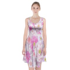 Cute Pink Flower Pattern  Racerback Midi Dress