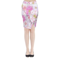 Cute Pink Flower Pattern  Midi Wrap Pencil Skirt