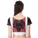 Vintage Pink Flowered Skull Pattern  Short Sleeve Crop Top (Tight Fit) View2