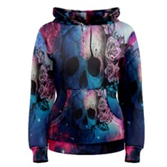 Colorful Space Skull Pattern Women s Pullover Hoodie by Brittlevirginclothing