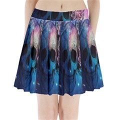 Colorful Space Skull Pattern Pleated Mini Skirt by Brittlevirginclothing