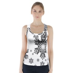 Black And White Snowflakes Racer Back Sports Top by Brittlevirginclothing