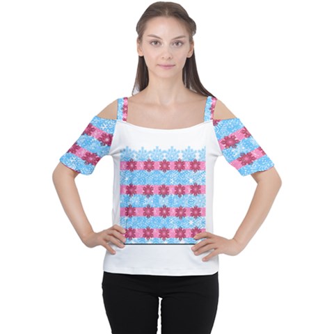 Pink Snowflakes Pattern Women s Cutout Shoulder Tee by Brittlevirginclothing