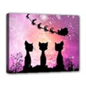 Cats Looking In The Sky At Santa Claus At Night Canvas 14  x 11  View1