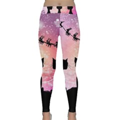 Cats Looking In The Sky At Santa Claus At Night Classic Yoga Leggings by FantasyWorld7