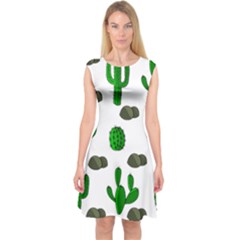 Cactuses 3 Capsleeve Midi Dress