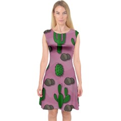 Cactuses 2 Capsleeve Midi Dress by Valentinaart