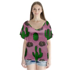 Cactuses 2 Flutter Sleeve Top