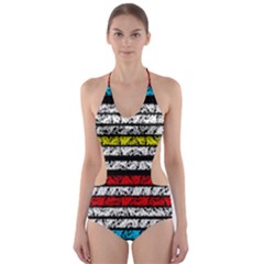 Simple Colorful Design Cut-out One Piece Swimsuit by Valentinaart