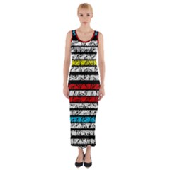 Simple Colorful Design Fitted Maxi Dress