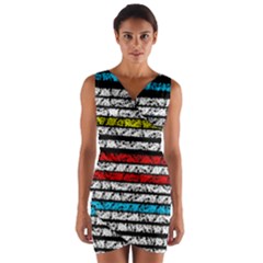 Simple Colorful Design Wrap Front Bodycon Dress