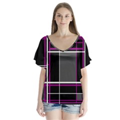 Simple Magenta Lines Flutter Sleeve Top by Valentinaart