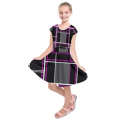 Simple Magenta Lines Kids  Short Sleeve Dress