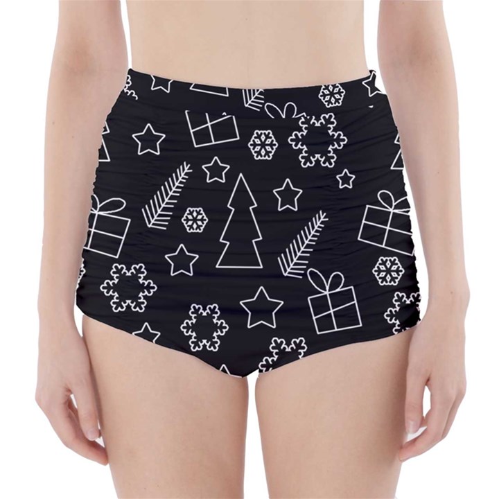 Simple Xmas pattern High-Waisted Bikini Bottoms