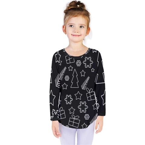 Simple Xmas Pattern Kids  Long Sleeve Tee by Valentinaart