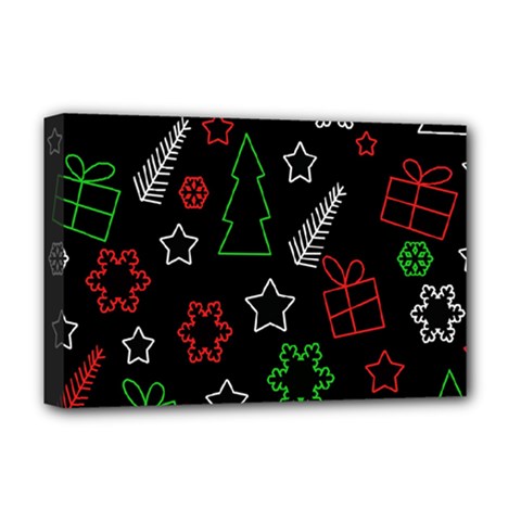 Green And  Red Xmas Pattern Deluxe Canvas 18  X 12   by Valentinaart