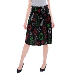 Green And  Red Xmas Pattern Midi Beach Skirt by Valentinaart