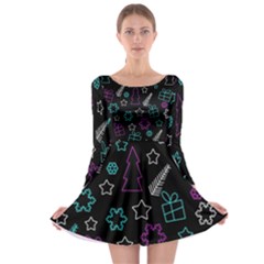 Creative Xmas Pattern Long Sleeve Skater Dress by Valentinaart