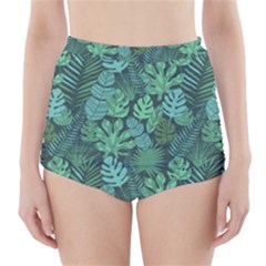 Tropical Plantation Pattern2 High-waisted Bikini Bottoms