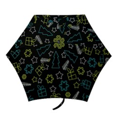 Xmas Pattern - Blue And Yellow Mini Folding Umbrellas by Valentinaart