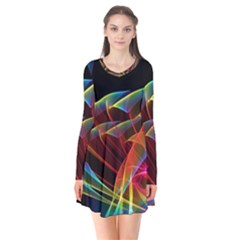 Dancing Northern Lights, Abstract Summer Sky  Flare Dress