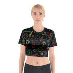 Playful Xmas Pattern Cotton Crop Top by Valentinaart