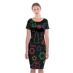 Playful Xmas Pattern Classic Short Sleeve Midi Dress