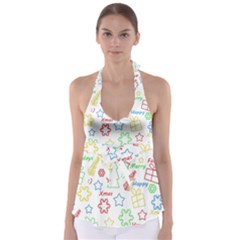 Simple Christmas Pattern Babydoll Tankini Top