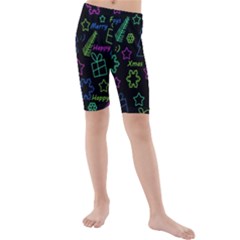 Decorative Xmas Pattern Kids  Mid Length Swim Shorts