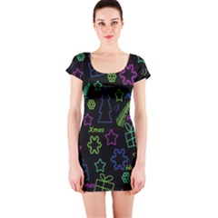 Decorative Xmas Pattern Short Sleeve Bodycon Dress by Valentinaart