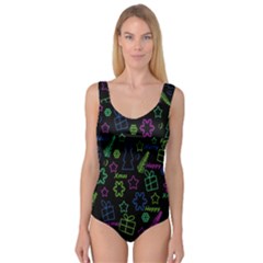 Decorative Xmas Pattern Princess Tank Leotard 