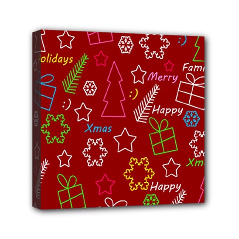 Red Xmas Pattern Mini Canvas 6  X 6 