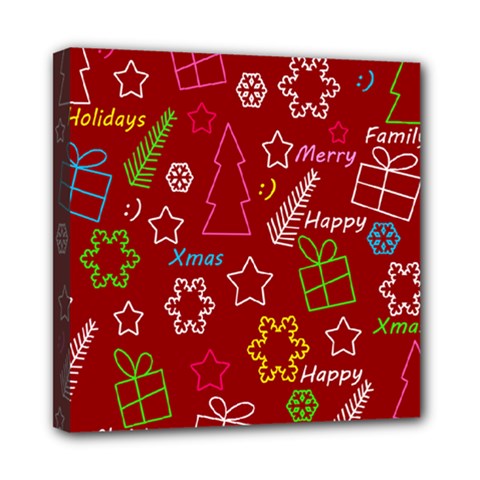 Red Xmas Pattern Mini Canvas 8  X 8  by Valentinaart