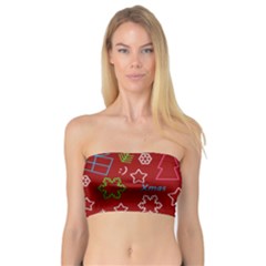 Red Xmas Pattern Bandeau Top by Valentinaart