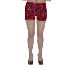 Red Xmas Pattern Skinny Shorts by Valentinaart