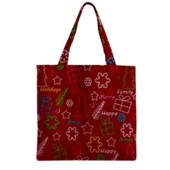 Red Xmas Pattern Zipper Grocery Tote Bag by Valentinaart