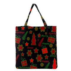 Red And Green Xmas Pattern Grocery Tote Bag by Valentinaart