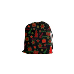 Red And Green Xmas Pattern Drawstring Pouches (xs)  by Valentinaart