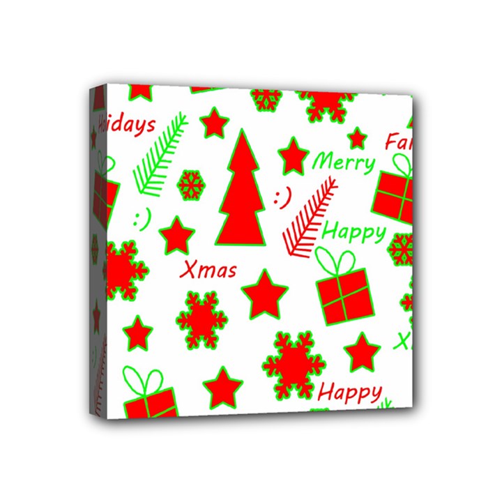 Red and green Christmas pattern Mini Canvas 4  x 4 