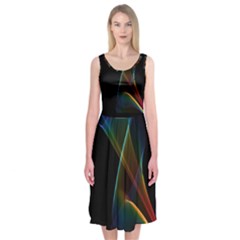 Abstract Rainbow Lily, Colorful Mystical Flower  Midi Sleeveless Dress by DianeClancy