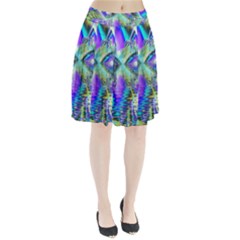 Abstract Peacock Celebration, Golden Violet Teal Pleated Skirt by DianeClancy