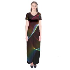 Imagine, Through The Abstract Rainbow Veil Short Sleeve Maxi Dress by DianeClancy