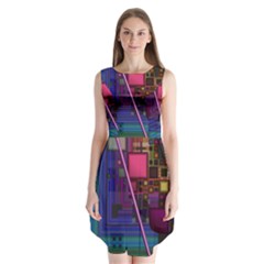 Jewel City, Radiant Rainbow Abstract Urban Sleeveless Chiffon Dress   by DianeClancy