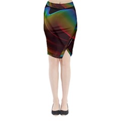 Liquid Rainbow, Abstract Wave Of Cosmic Energy  Midi Wrap Pencil Skirt by DianeClancy