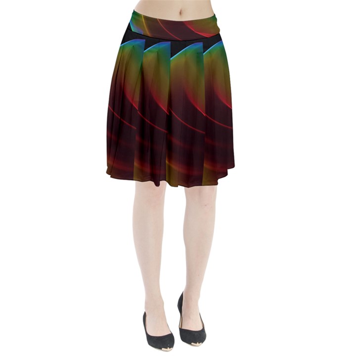 Liquid Rainbow, Abstract Wave Of Cosmic Energy  Pleated Skirt