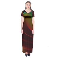 Liquid Rainbow, Abstract Wave Of Cosmic Energy  Short Sleeve Maxi Dress by DianeClancy