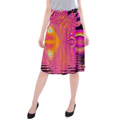 Magenta Boardwalk Carnival, Abstract Ocean Shimmer Midi Beach Skirt by DianeClancy