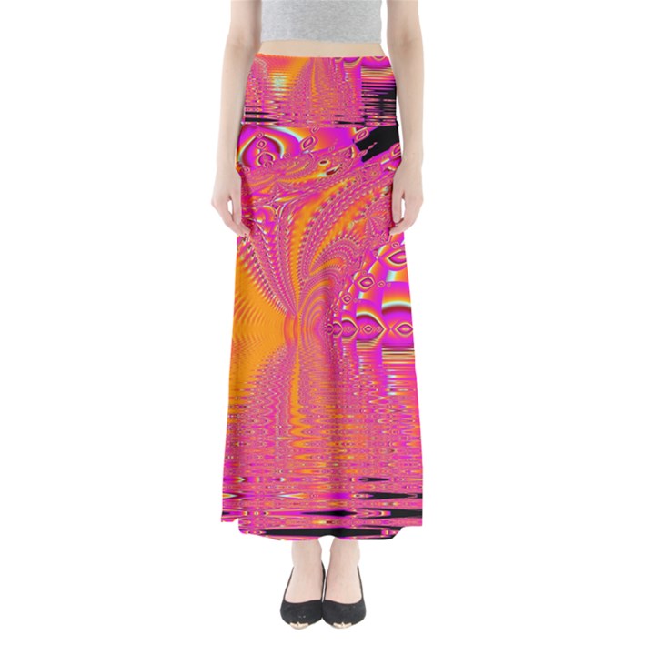 Magenta Boardwalk Carnival, Abstract Ocean Shimmer Maxi Skirts