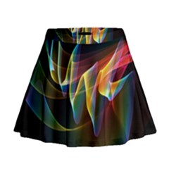 Northern Lights, Abstract Rainbow Aurora Mini Flare Skirt by DianeClancy